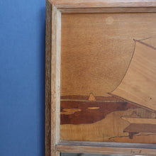 Load image into Gallery viewer, Stylish Antique Mirror with Marquetry Panel Above.  Quality British-Made ROWLEY Productions
