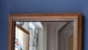 Stylish Antique Mirror with Marquetry Panel Above.  Quality British-Made ROWLEY Productions