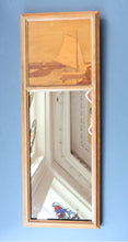 Load image into Gallery viewer, Stylish Antique Mirror with Marquetry Panel Above.  Quality British-Made ROWLEY Productions
