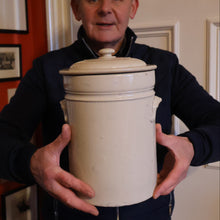Load image into Gallery viewer, SCOTTISH POTTERY. Antique LARGE FLOUR Scottish Pottery Stoneware Lidded Storage Canister. 11 INCHES
