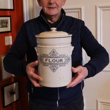 Load image into Gallery viewer, SCOTTISH POTTERY. Antique LARGE FLOUR Scottish Pottery Stoneware Lidded Storage Canister. 11 INCHES
