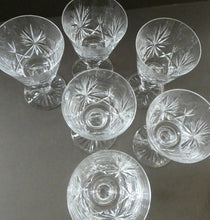 Load image into Gallery viewer, Edinburgh Crystal White Wine Glasses. STAR OF EDINBURGH Pattern. Set of Six. 6 inches
