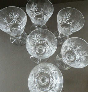 Edinburgh Crystal White Wine Glasses. STAR OF EDINBURGH Pattern. Set of Six. 6 inches