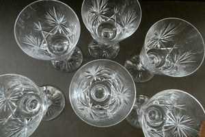 Edinburgh Crystal White Wine Glasses. STAR OF EDINBURGH Pattern. Set of Six. 6 inches