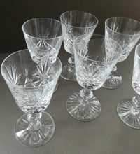 Load image into Gallery viewer, Edinburgh Crystal White Wine Glasses. STAR OF EDINBURGH Pattern. Set of Six. 6 inches
