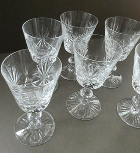 Edinburgh Crystal White Wine Glasses. STAR OF EDINBURGH Pattern. Set of Six. 6 inches