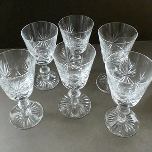 Edinburgh Crystal White Wine Glasses. STAR OF EDINBURGH Pattern. Set of Six. 6 inches