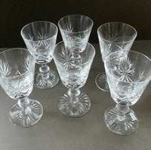 Load image into Gallery viewer, Edinburgh Crystal White Wine Glasses. STAR OF EDINBURGH Pattern. Set of Six. 6 inches
