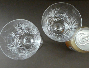 Vintage 1950s Edinburgh Crystal White Wine Glasses. STAR OF EDINBURGH Pattern. Set of Six. 6 inches