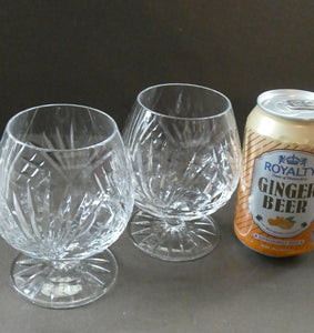 Set of SIX Matching Cut Crystal Brandy Glasses. Height 4 1/4 inches