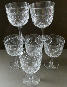 SEYMOUR Pattern. Vintage TUDOR Crystal Wine Glasses. SIX GLASSES. 5 7/8 inches in height