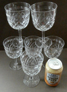 SEYMOUR Pattern. Vintage TUDOR Crystal Wine Glasses. SIX GLASSES. 5 7/8 inches in height