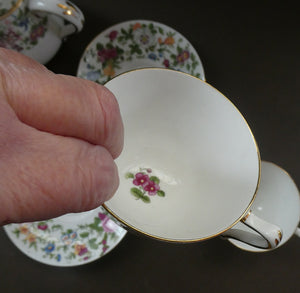1940s Crown Staffordshrie China Breakfast Set with Pink Roses Decoration