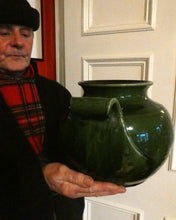 Load image into Gallery viewer, 1890s MASSIVE Arts &amp; Crafts Green Glazed Pot or Jardiniere. Made by AULT Pottery for LIBERTY
