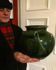 1890s MASSIVE Arts & Crafts Green Glazed Pot or Jardiniere. Made by AULT Pottery for LIBERTY