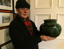 Load image into Gallery viewer, 1890s MASSIVE Arts &amp; Crafts Green Glazed Pot or Jardiniere. Made by AULT Pottery for LIBERTY
