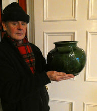 Load image into Gallery viewer, 1890s MASSIVE Arts &amp; Crafts Green Glazed Pot or Jardiniere. Made by AULT Pottery for LIBERTY
