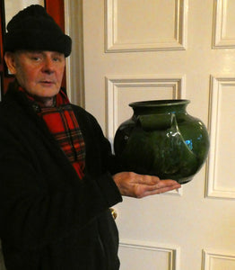 1890s MASSIVE Arts & Crafts Green Glazed Pot or Jardiniere. Made by AULT Pottery for LIBERTY