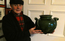 Load image into Gallery viewer, 1890s MASSIVE Arts &amp; Crafts Green Glazed Pot or Jardiniere. Made by AULT Pottery for LIBERTY
