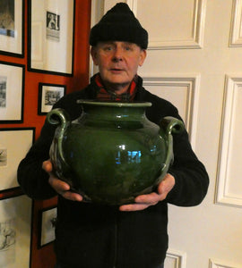 1890s MASSIVE Arts & Crafts Green Glazed Pot or Jardiniere. Made by AULT Pottery for LIBERTY