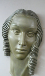 Art Deco 1930s Wall Mask by G. Leonardi. Hollywood Glamour. Original Metallic Paintwork