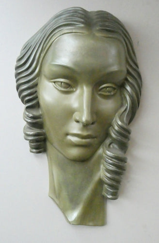 Art Deco 1930s Wall Mask by G. Leonardi. Hollywood Glamour. Original Metallic Paintwork