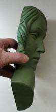 Load image into Gallery viewer, Vintage Art Deco 1930s Wall Mask by G. Leonardi. Hollywood Glamour. Original Green Patina
