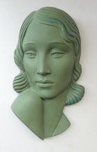 Load image into Gallery viewer, Vintage Art Deco 1930s Wall Mask by G. Leonardi. Hollywood Glamour. Original Green Patina
