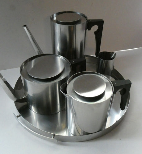 Vintage 1960s Arne Jacobsen CYLINDA Coffee and Tea Service with Tray 