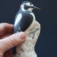 Load image into Gallery viewer, SCOTTISH POTTERY. Alasdair Dunn of Arran. Collectable 1970s Vintage Porcelain Models of Scottish a Woodpecker &amp; a Long Tailed Tit
