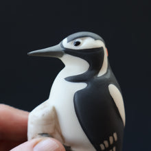 Load image into Gallery viewer, SCOTTISH POTTERY. Alasdair Dunn of Arran. Collectable 1970s Vintage Porcelain Models of Scottish a Woodpecker &amp; a Long Tailed Tit
