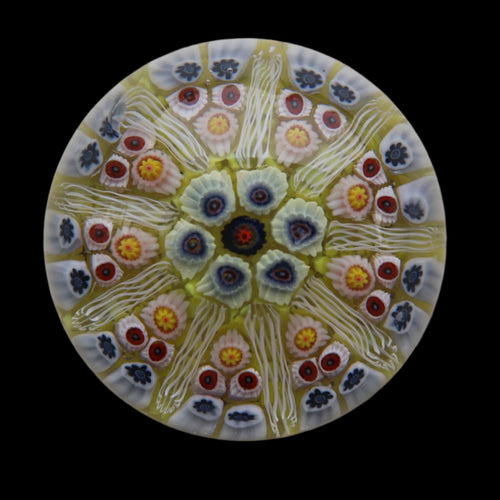 Gorgeous Pastel Colours. Scottish Strathearn Millefiori Canes and Latticino Nine Spoke Paperweight
