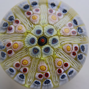 Gorgeous Pastel Colours. Scottish Strathearn Millefiori Canes and Latticino Nine Spoke Paperweight