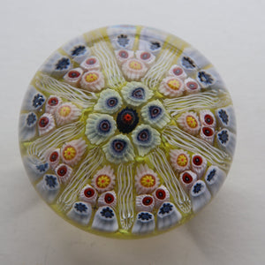 Gorgeous Pastel Colours. Scottish Strathearn Millefiori Canes and Latticino Nine Spoke Paperweight