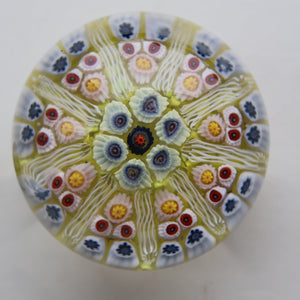 Gorgeous Pastel Colours. Scottish Strathearn Millefiori Canes and Latticino Nine Spoke Paperweight