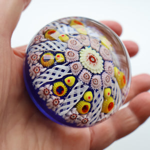 Scottish Glass. Strathearn / Vasart Millefiori Canes and Latticino Eight Spoke Paperweight