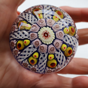 Scottish Glass. Strathearn / Vasart Millefiori Canes and Latticino Eight Spoke Paperweight