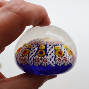Scottish Glass. Strathearn / Vasart Millefiori Canes and Latticino Eight Spoke Paperweight