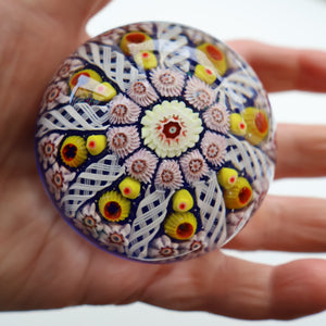 Scottish Glass. Strathearn / Vasart Millefiori Canes and Latticino Eight Spoke Paperweight
