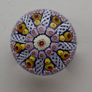 Scottish Glass. Strathearn / Vasart Millefiori Canes and Latticino Eight Spoke Paperweight