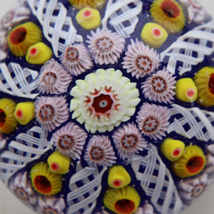 Scottish Glass. Strathearn / Vasart Millefiori Canes and Latticino Eight Spoke Paperweight