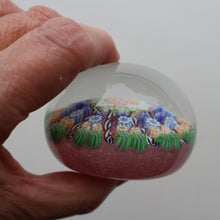 Load image into Gallery viewer, Vintage Scottish PERTHSHIRE Paperweight. Sugar Pink Ground, 10 Short Spokes &amp; Millefiori Canes
