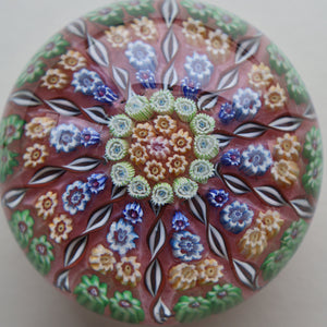 Vintage Scottish PERTHSHIRE Paperweight. Sugar Pink Ground, 10 Short Spokes & Millefiori Canes