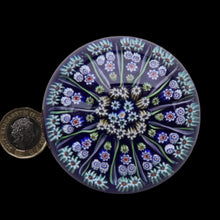 Load image into Gallery viewer, Vintage Scottish Strathearn Paperweight. 13 Half Spokes &amp; Millefiori Canes 
