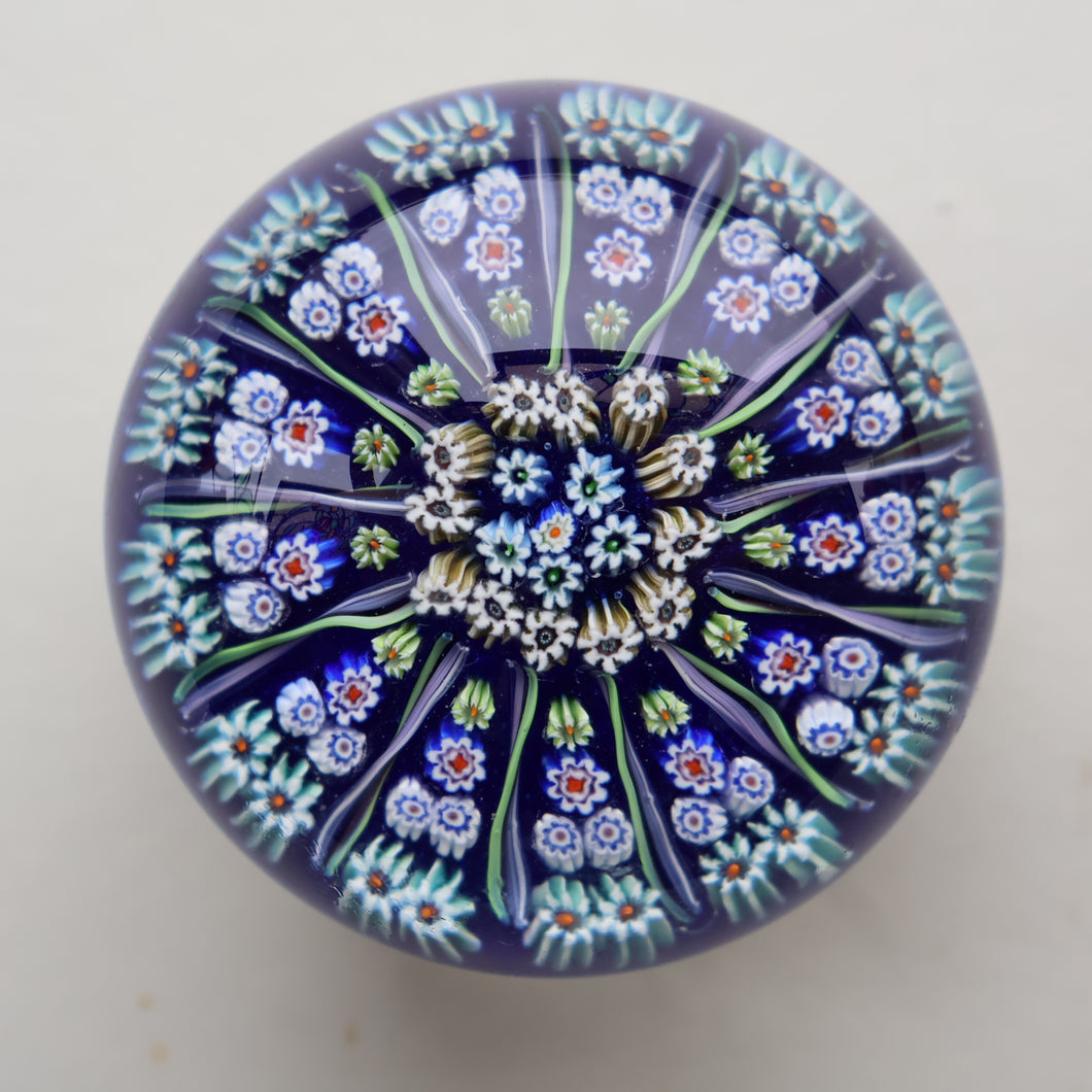 Vintage Scottish Strathearn Paperweight. 13 Half Spokes & Millefiori Canes 