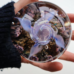 Early SELKIRK GLASS 1980s Scottish Paperweight.  MAGNUM Size with etched inscription and date on the base
