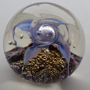 Early SELKIRK GLASS 1980s Scottish Paperweight.  MAGNUM Size with etched inscription and date on the base