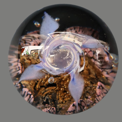 Early SELKIRK GLASS 1980s Scottish Paperweight.  MAGNUM Size with etched inscription and date on the base