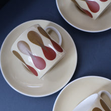 Load image into Gallery viewer, Set of Six 1960s Susie Cooper (Wedgwood). Rare DUMBELLS or Diablo Bone China Coffee Cans and Saucers. BOXED
