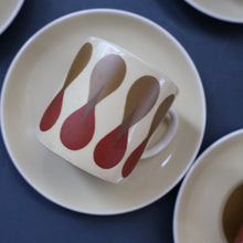 Load image into Gallery viewer, Set of Six 1960s Susie Cooper (Wedgwood). Rare DUMBELLS or Diablo Bone China Coffee Cans and Saucers. BOXED
